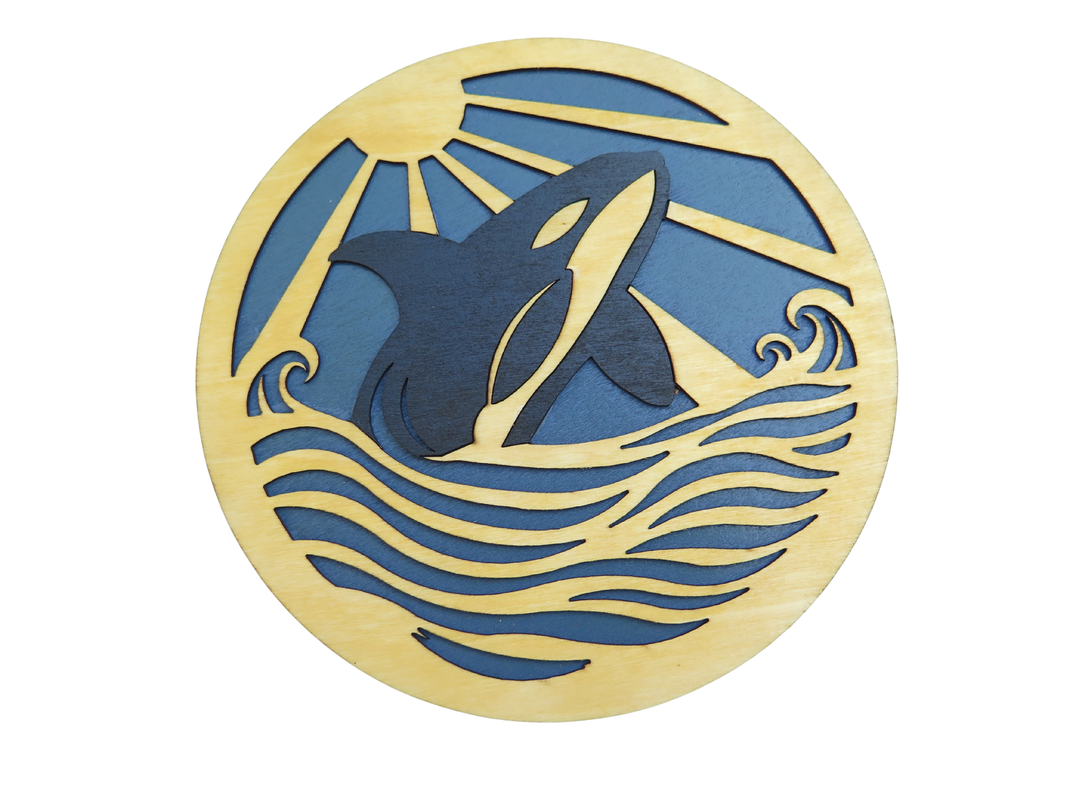Orca Coaster — handcrafted laser-cut basswood by Tranquil Studio