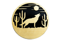 Howling Coyote Coaster — handcrafted laser-cut basswood by Tranquil Studio