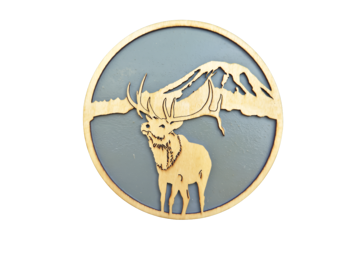 Elk Coaster — handcrafted laser-cut basswood by Tranquil Studio