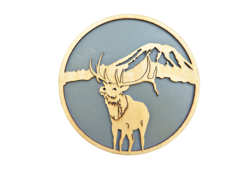Elk Coaster — handcrafted laser-cut basswood by Tranquil Studio