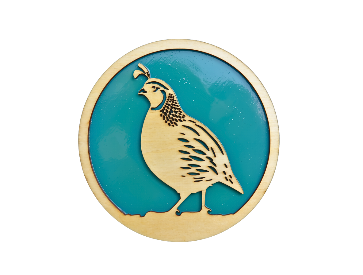 Quail Coaster — handcrafted laser-cut basswood by Tranquil Studio