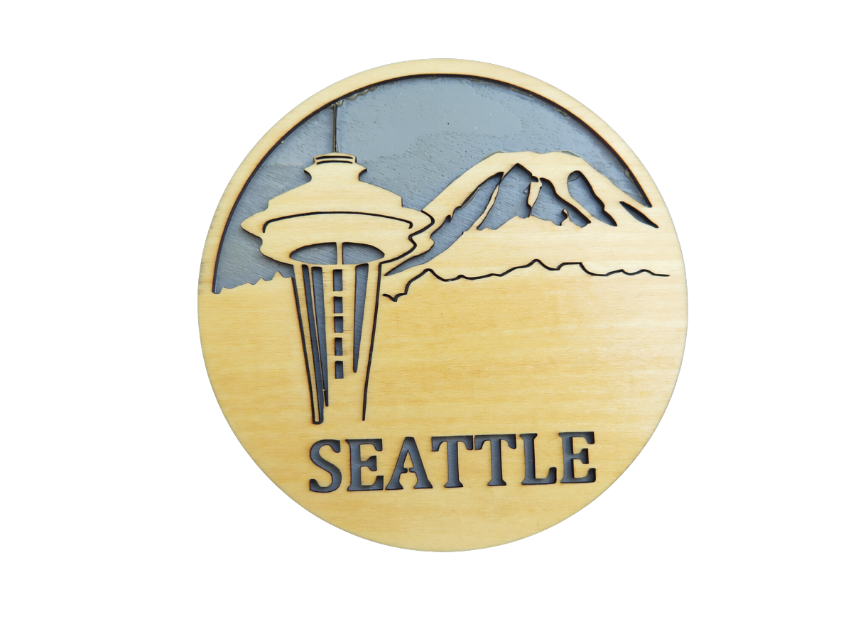Seattle Coaster — handcrafted laser-cut basswood by Tranquil Studio