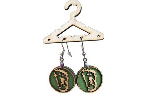 Bigfoot Earrings — handcrafted laser-cut basswood by Tranquil Studio