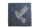 Hummingbird Coaster — Slate — handcrafted laser-cut basswood by Tranquil Studio